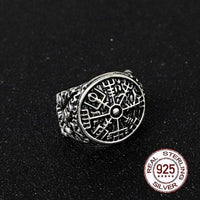 Anillo Vikingo de Plata de Ley 925 - Vegvisir Leafing Anillo Vikingo de Plata de Ley 925 - Vegvisir Leafing
