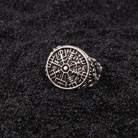 Anillo Vikingo de Plata de Ley 925 - Vegvisir Leafing Anillo Vikingo de Plata de Ley 925 - Vegvisir Leafing