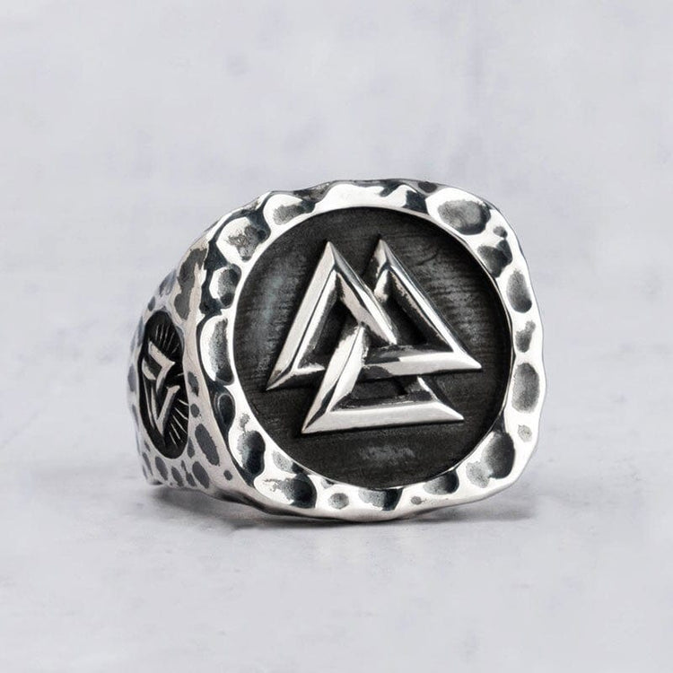 Anillo Vikingo de Plata de Ley 925 - L'Éclat du Valknut Anillo Vikingo de Plata de Ley 925 - L'Éclat du Valknut