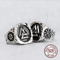 Anillo Vikingo de Plata de Ley 925 - L'Éclat du Valknut Anillo Vikingo de Plata de Ley 925 - L'Éclat du Valknut