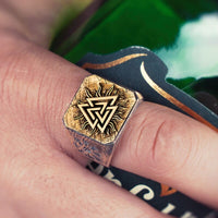 Anillo vikingo de plata de ley 925 - The Solar Valknut Anillo vikingo de plata de ley 925 - The Solar Valknut