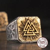 Anillo vikingo de plata de ley 925 - The Solar Valknut Anillo vikingo de plata de ley 925 - The Solar Valknut