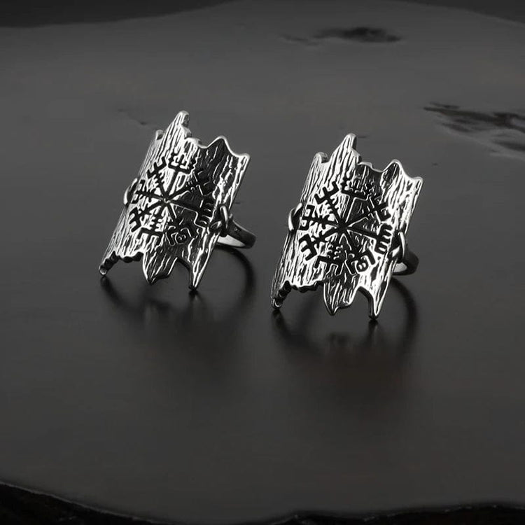 Anillo vikingo l'écorse grabado con Vegvisir Anillo vikingo l'écorse grabado con Vegvisir