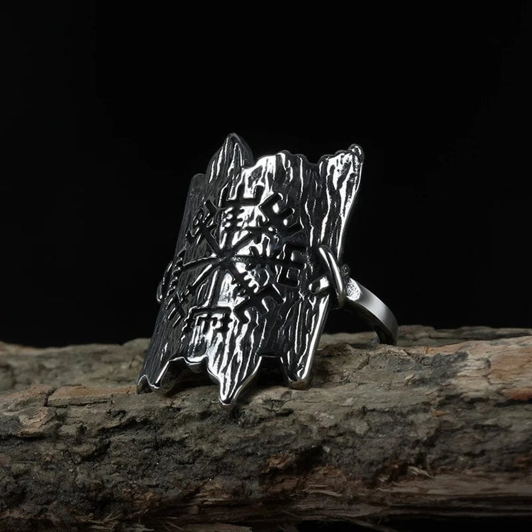 Anillo vikingo l'écorse grabado con Vegvisir Anillo vikingo l'écorse grabado con Vegvisir