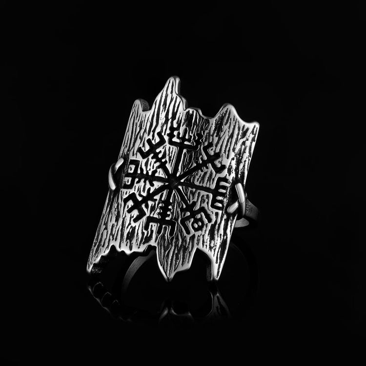 Anillo vikingo l'écorse grabado con Vegvisir Anillo vikingo l'écorse grabado con Vegvisir