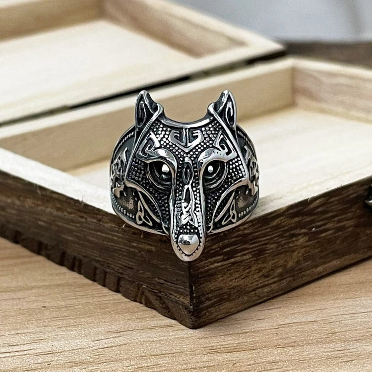 Anillo vikingo Máscara de Fenrir Anillo vikingo Máscara de Fenrir