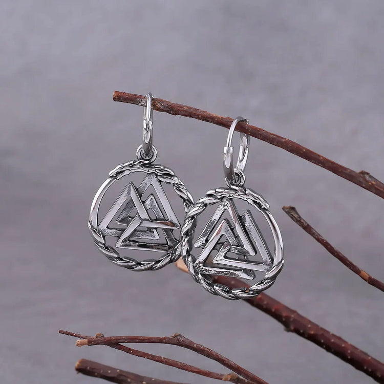 Pendientes Valknut de acero inoxidable Pendientes Valknut de acero inoxidable
