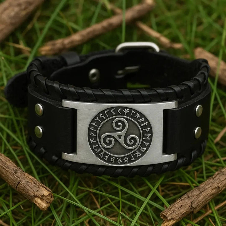 Pulsera de cuero Triskele Breton Pulsera de cuero Triskele Breton