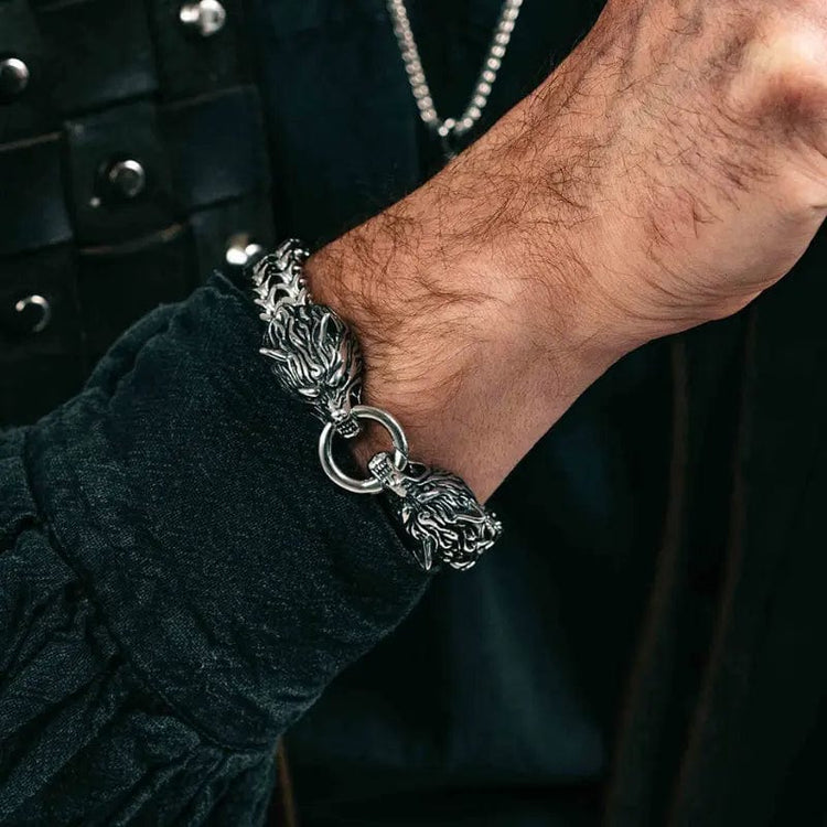Pulsera Vikinga Cabeza de Fenrir - Acero inoxidable Pulsera Vikinga Cabeza de Fenrir - Acero inoxidable