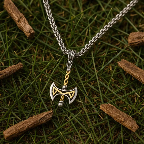Collier nordique Collier Viking - Hache Viking Dorée - Odins Hall