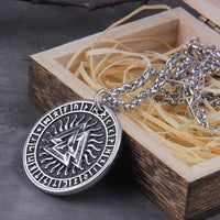Collar Vikingo \"Colgante Sol Rúnico y Valknut Collar Vikingo \"Colgante Sol Rúnico y Valknut
