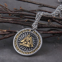Collar Vikingo \"Colgante Sol Rúnico y Valknut Collar Vikingo \"Colgante Sol Rúnico y Valknut