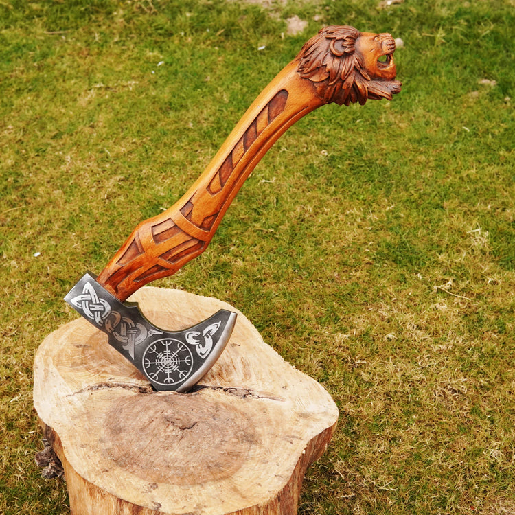 Hacha de guerrero vikingo - \"Colère d'Huginn et Muninn\" (Ira de Huginn y Muninn) Hacha de guerrero vikingo - \"Colère d'Huginn et Muninn\" (Ira de Huginn y Muninn)