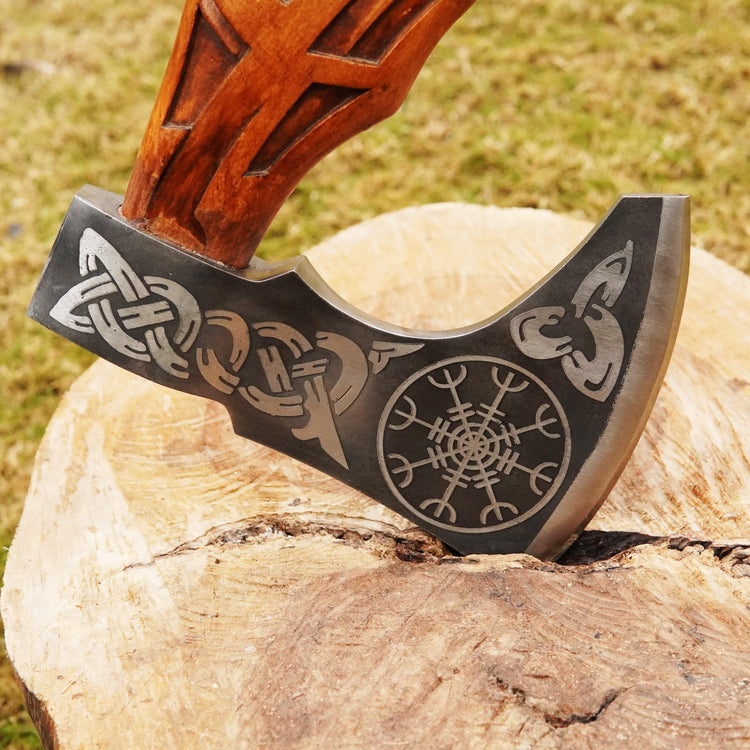 Hacha de guerrero vikingo - \"Colère d'Huginn et Muninn\" (Ira de Huginn y Muninn) Hacha de guerrero vikingo - \"Colère d'Huginn et Muninn\" (Ira de Huginn y Muninn)