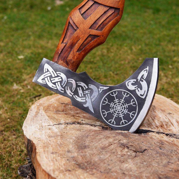 Hacha de guerrero vikingo - \"Colère d'Huginn et Muninn\" (Ira de Huginn y Muninn) Hacha de guerrero vikingo - \"Colère d'Huginn et Muninn\" (Ira de Huginn y Muninn)