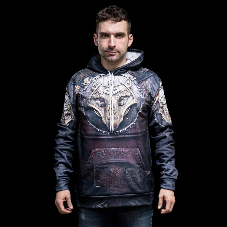 Sudadera con capucha vikinga Fenrir Warrior Gear Sudadera con capucha vikinga Fenrir Warrior Gear