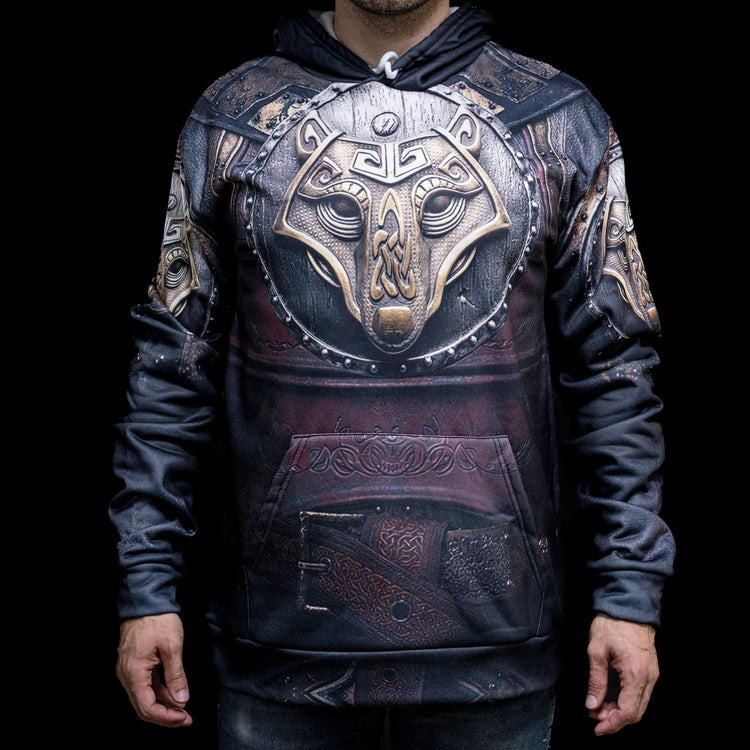 Sudadera con capucha vikinga Fenrir Warrior Gear Sudadera con capucha vikinga Fenrir Warrior Gear