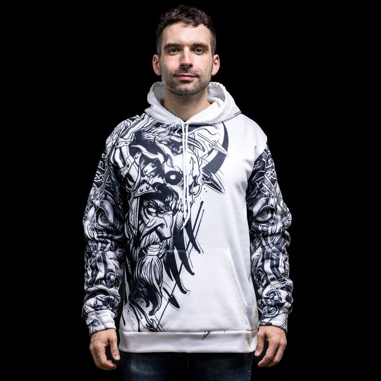 Sudadera vikinga con capucha \"Furia de Odín Sudadera vikinga con capucha \"Furia de Odín
