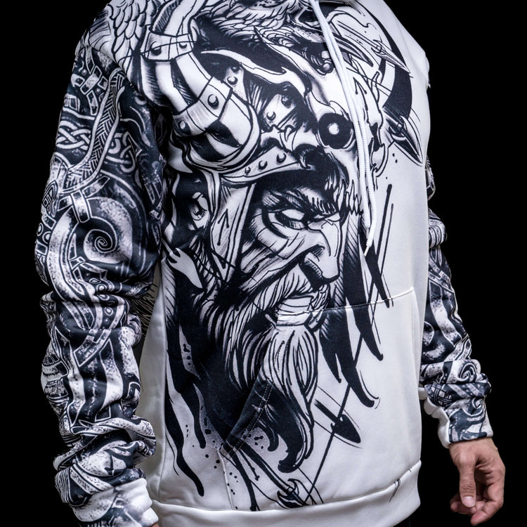 Sudadera vikinga con capucha \"Furia de Odín Sudadera vikinga con capucha \"Furia de Odín