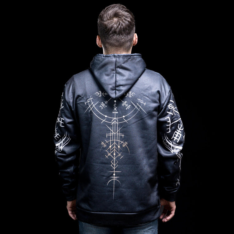 Sudadera vikinga con capucha \"Warrior Skull Hoodie - Journey to Valhalla Sudadera vikinga con capucha \"Warrior Skull Hoodie - Journey to Valhalla