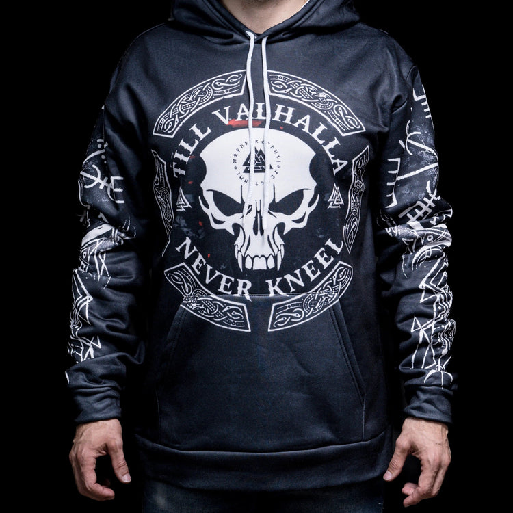 Sudadera vikinga con capucha \"Warrior Skull Hoodie - Journey to Valhalla Sudadera vikinga con capucha \"Warrior Skull Hoodie - Journey to Valhalla