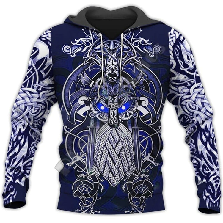 Sudadera vikinga con capucha \"Fenrir y Odín - Duelo de destinos Sudadera vikinga con capucha \"Fenrir y Odín - Duelo de destinos