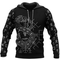 Sudadera con capucha vikinga Infinity Ouroboros y Vegvisir Sudadera con capucha vikinga Infinity Ouroboros y Vegvisir