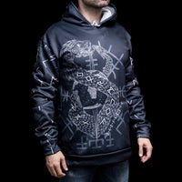 Sudadera con capucha vikinga Infinity Ouroboros y Vegvisir Sudadera con capucha vikinga Infinity Ouroboros y Vegvisir