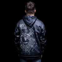Sudadera con capucha vikinga Infinity Ouroboros y Vegvisir Sudadera con capucha vikinga Infinity Ouroboros y Vegvisir