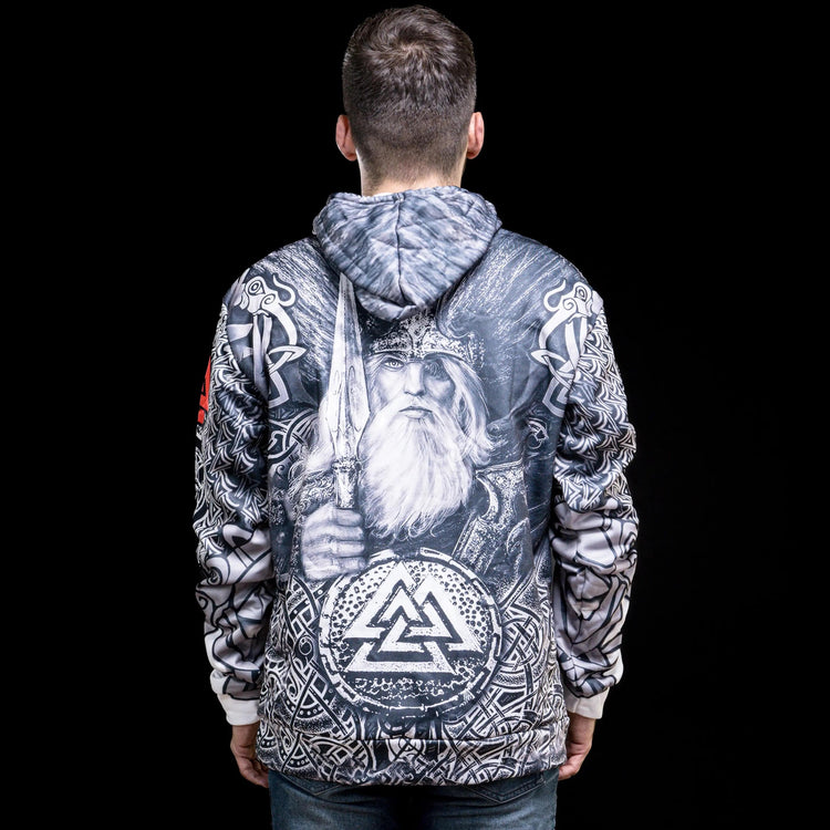 Sudadera vikinga con capucha Mjöllnir y Valknut Sudadera vikinga con capucha Mjöllnir y Valknut