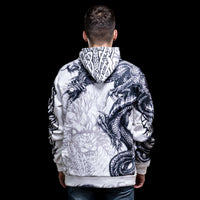 Sudadera vikinga con capucha Ouroboros enfurecido - Círculo de Batalla Sudadera vikinga con capucha Ouroboros enfurecido - Círculo de Batalla