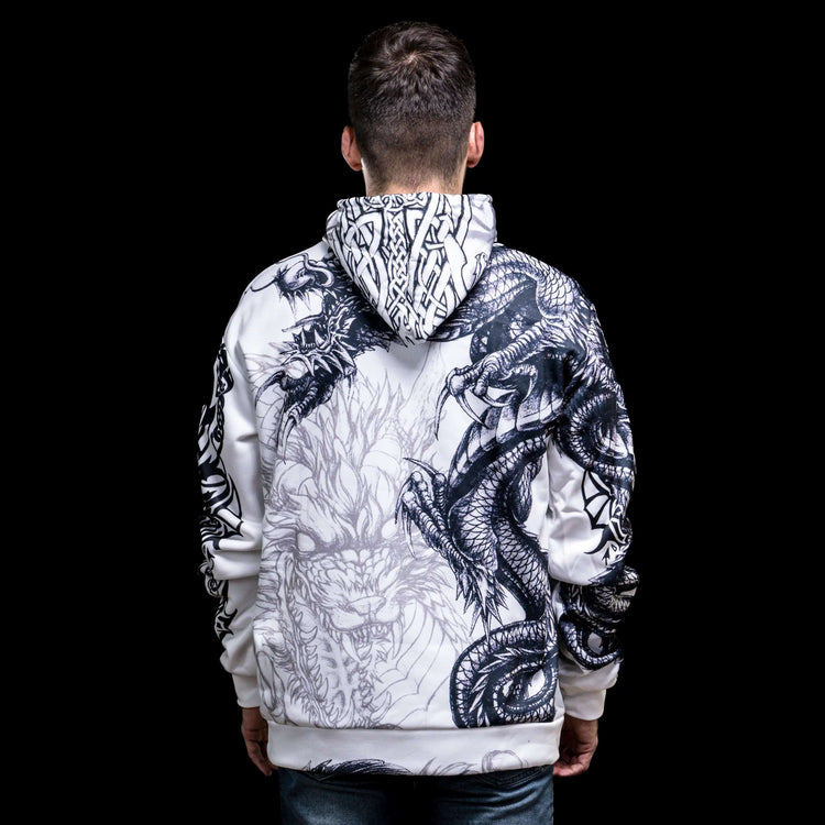Sudadera vikinga con capucha Ouroboros enfurecido - Círculo de Batalla Sudadera vikinga con capucha Ouroboros enfurecido - Círculo de Batalla