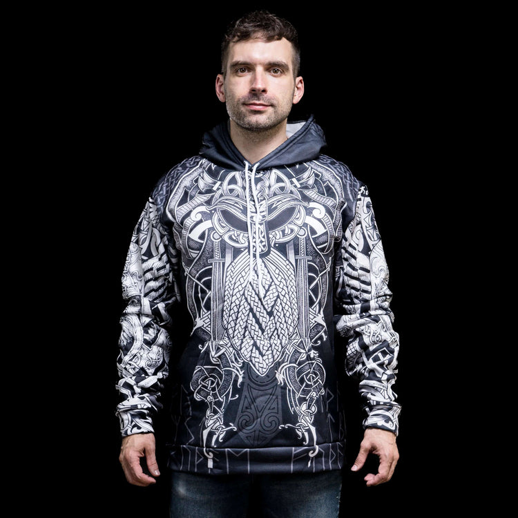 Sudadera vikinga con capucha \"Thor's Epicenter - Power of Thunder Sudadera vikinga con capucha \"Thor's Epicenter - Power of Thunder