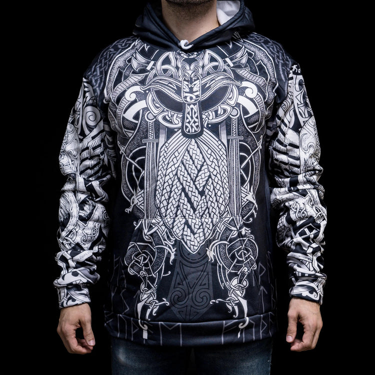 Sudadera vikinga con capucha \"Thor's Epicenter - Power of Thunder Sudadera vikinga con capucha \"Thor's Epicenter - Power of Thunder