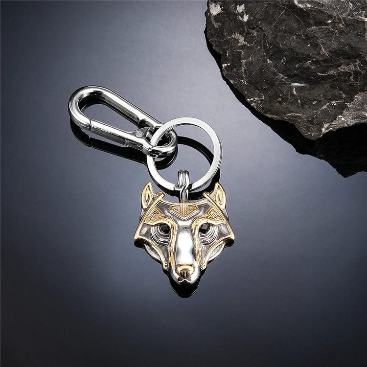 Llavero vikingo Máscara de Fenrir dorada Llavero vikingo Máscara de Fenrir dorada