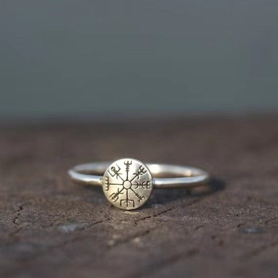Anillo de guerrero de Vegvisir con escudo Anillo de guerrero de Vegvisir con escudo