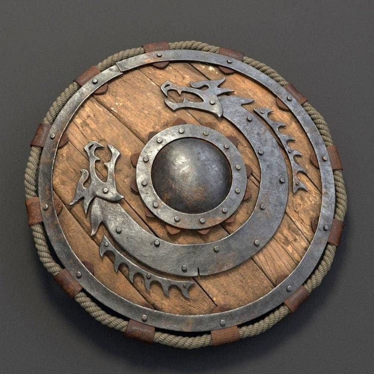 Escudo de madera de dragón vikingo Escudo de madera de dragón vikingo