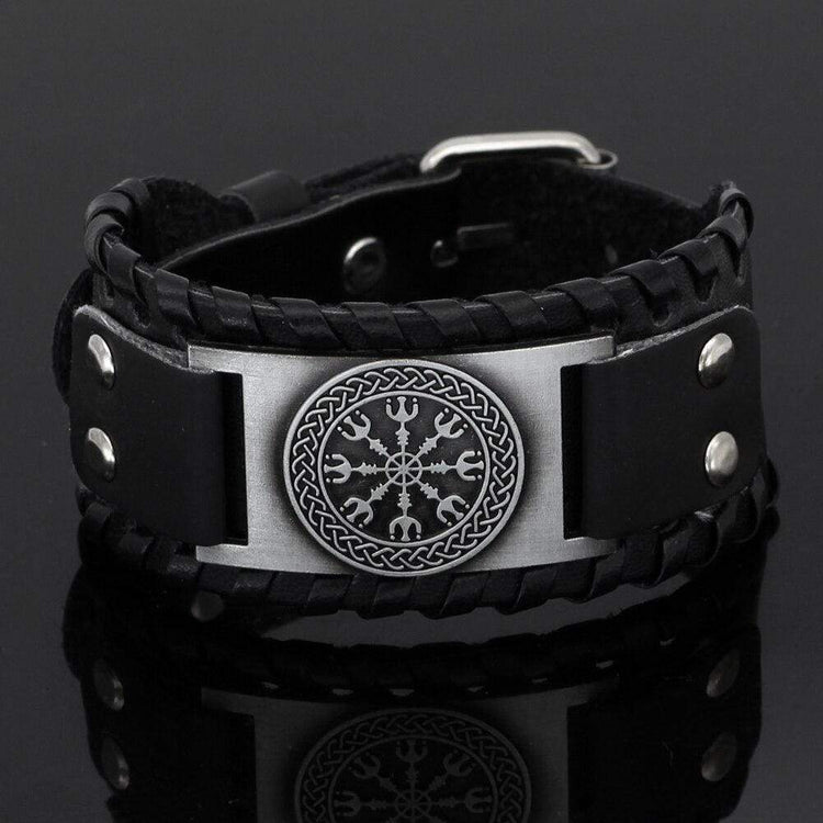 Pulsera de cuero Aegishjalmur Pulsera de cuero Aegishjalmur