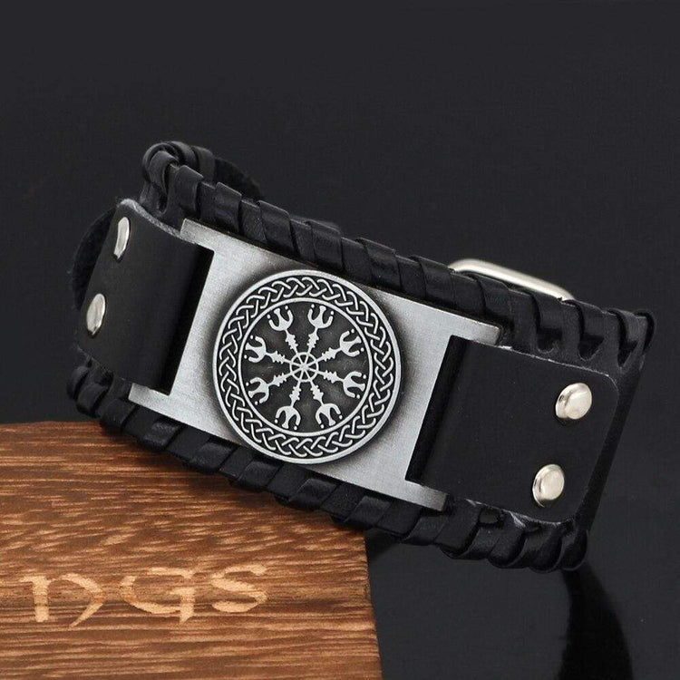 Pulsera de cuero Aegishjalmur Pulsera de cuero Aegishjalmur
