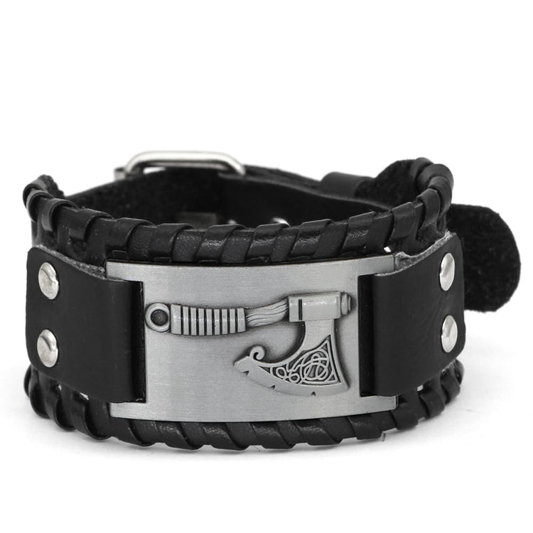 Pulsera de cuero con forma de hacha Pulsera de cuero con forma de hacha