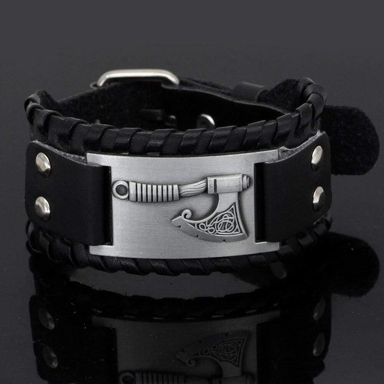 Pulsera de cuero con forma de hacha Pulsera de cuero con forma de hacha