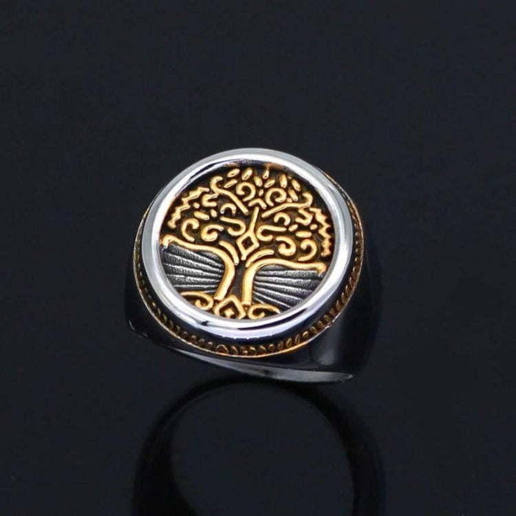 Anillo de sello Golden Tree of Life - acero inoxidable Anillo de sello Golden Tree of Life - acero inoxidable