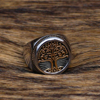 Anillo de sello Golden Tree of Life - acero inoxidable Anillo de sello Golden Tree of Life - acero inoxidable
