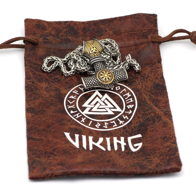 Collar martillo de Thor con casco de terror - Vegvisir Collar martillo de Thor con casco de terror - Vegvisir