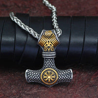 Collar martillo de Thor con casco de terror - Vegvisir Collar martillo de Thor con casco de terror - Vegvisir