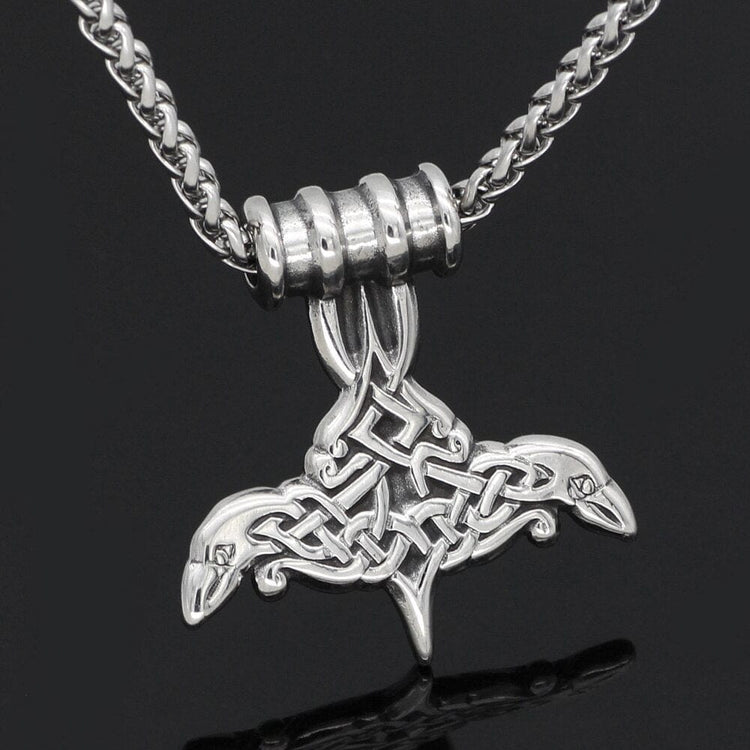 Collar Mjolnir en forma de cuervos de Odín Collar Mjolnir en forma de cuervos de Odín