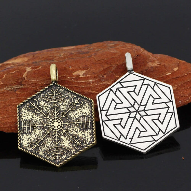 Collar con guía espiritual tallado Vegvisir Collar con guía espiritual tallado Vegvisir