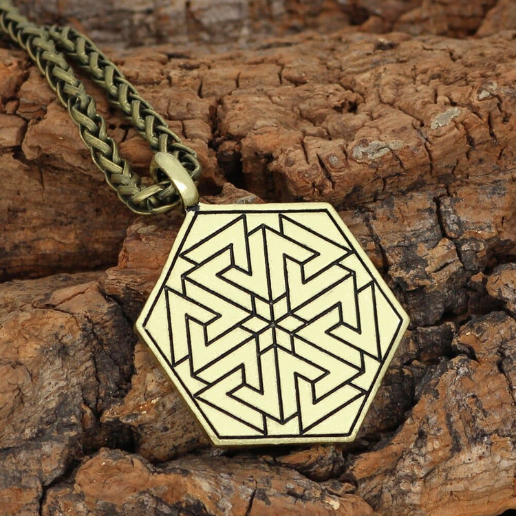 Collar con guía espiritual tallado Vegvisir Collar con guía espiritual tallado Vegvisir
