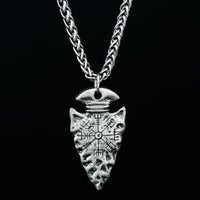 Collar de punta de lanza vikinga - Símbolo de Vegvisir Collar de punta de lanza vikinga - Símbolo de Vegvisir
