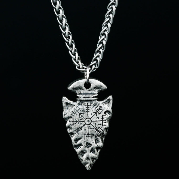 Collar de punta de lanza vikinga - Símbolo de Vegvisir Collar de punta de lanza vikinga - Símbolo de Vegvisir